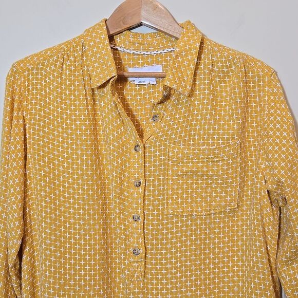 Anthropologie Isadora Long Sleeve Top Size Small Button Back Mustard Wool Blend - Picture 5 of 11